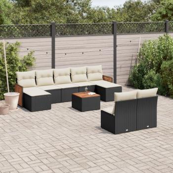 ARDEBO.de - 10-tlg. Garten-Sofagarnitur mit Kissen Schwarz Poly Rattan