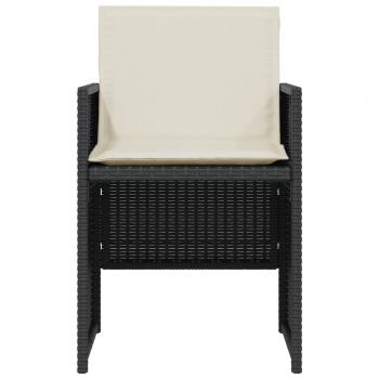 3-tlg. Bistro-Set mit Kissen Schwarz Poly Rattan