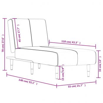 Chaiselongue Dunkelgrau Samt