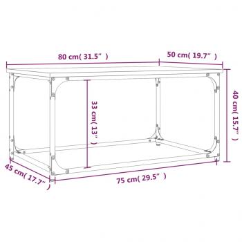 Couchtisch Braun Eichen-Optik 80x50x40 cm Holzwerkstoff Eisen