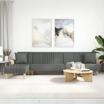 ARDEBO.de - Schlafsofa in L-Form Dunkelgrau 279x140x70 cm Stoff