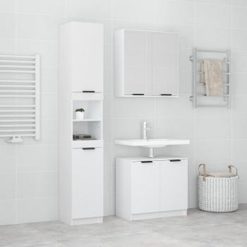ARDEBO.de - 3-tlg. Badmöbel-Set Weiß Holzwerkstoff