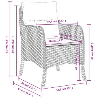 Gartenstühle mit Kissen 2 Stk. Beigemischung Poly Rattan