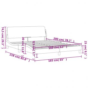 Bettgestell mit Kopfteil Dunkelgrau 160x200 cm Stoff