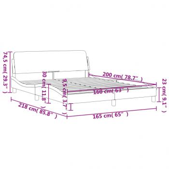 Bettgestell mit Kopfteil Hellgrau 160x200 cm Samt