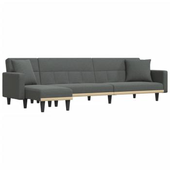 Schlafsofa in L-Form Dunkelgrau 275x140x70 cm Stoff