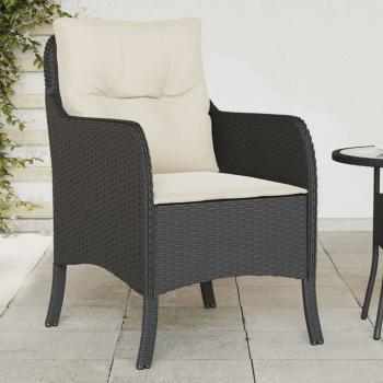 ARDEBO.de - Gartenstühle mit Kissen 2 Stk. Schwarz Poly Rattan