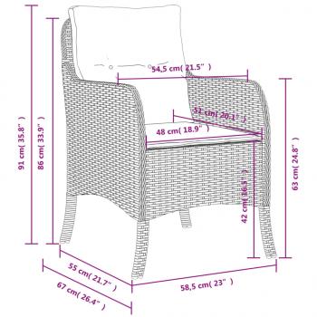 Gartenstühle mit Kissen 2 Stk. Braun Poly Rattan