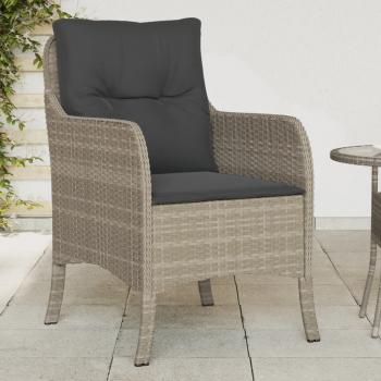 ARDEBO.de - Gartenstühle mit Kissen 2 Stk. Hellgrau Poly Rattan