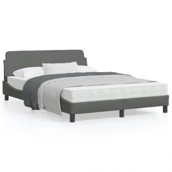 ARDEBO.de - Bettgestell mit Kopfteil Dunkelgrau 140x200 cm Stoff