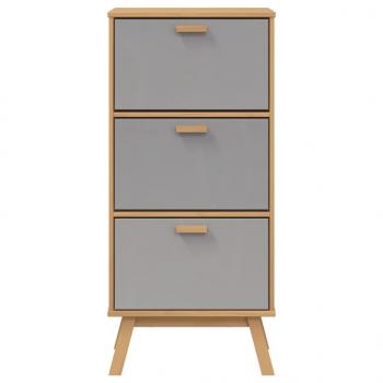 Schuhschrank OLDEN Grau und Braun 55x35x120cm Massivholz Kiefer