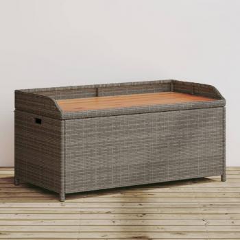 ARDEBO.de - Bank mit Stauraum Grau 100x50x52 cm Poly Rattan Akazienholz