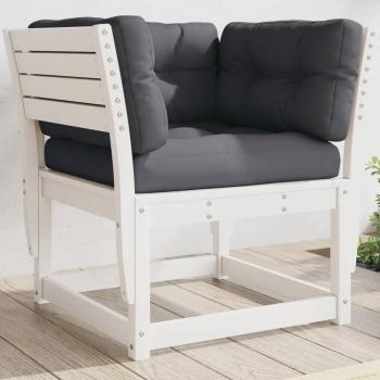 ARDEBO.de - Gartensofa mit Armlehnen und Kissen Weiß Massivholz Kiefer