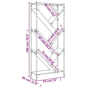 Bücherregal Schwarz 79x30x180 cm Holzwerkstoff und Metall