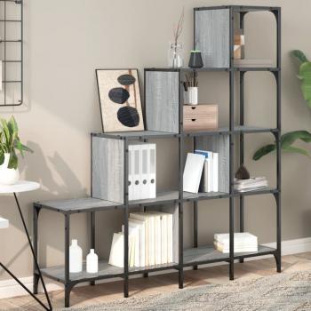 ARDEBO.de - Bücherregal Grau Sonoma 122x30x132 cm Holzwerkstoff und Metall