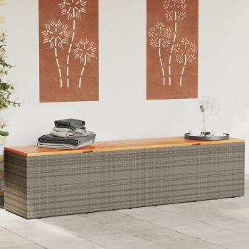 ARDEBO.de - Gartentruhe Grau 220x50x54 cm Poly Rattan Akazienholz