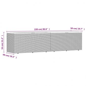 Gartentruhe Grau 220x50x54 cm Poly Rattan Akazienholz