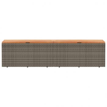 Gartentruhe Grau 220x50x54 cm Poly Rattan Akazienholz