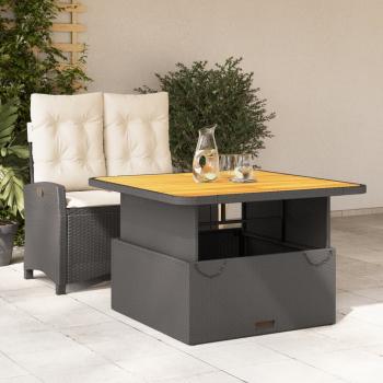 ARDEBO.de - 2-tlg. Garten-Essgruppe mit Kissen Schwarz Poly Rattan