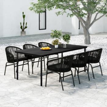 ARDEBO.de - 7-tlg. Garten-Essgruppe Schwarz