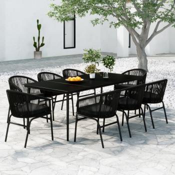 ARDEBO.de - 9-tlg. Garten-Essgruppe Schwarz