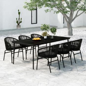 ARDEBO.de - 7-tlg. Garten-Essgruppe Schwarz