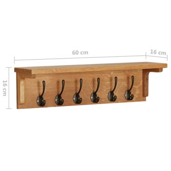 Wandgarderobe 60x16x16 cm Massivholz Eiche