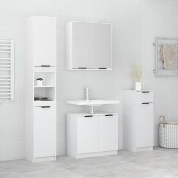ARDEBO.de - 4-tlg. Badmöbel-Set Weiß Holzwerkstoff