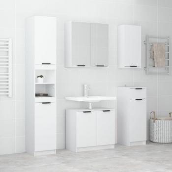 ARDEBO.de - 5-tlg. Badmöbel-Set Weiß Holzwerkstoff