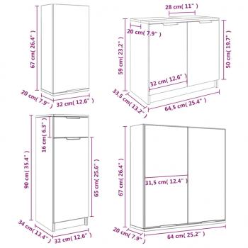 5-tlg. Badmöbel-Set Weiß Holzwerkstoff