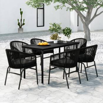 ARDEBO.de - 7-tlg. Garten-Essgruppe Schwarz