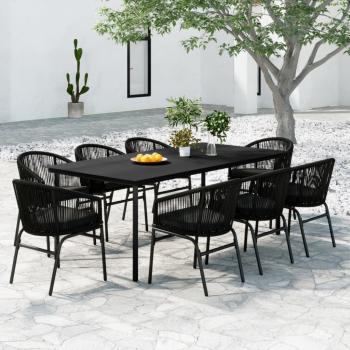 ARDEBO.de - 9-tlg. Garten-Essgruppe Schwarz