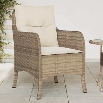 ARDEBO.de - Gartenstühle mit Kissen 2 Stk. Beige Poly Rattan