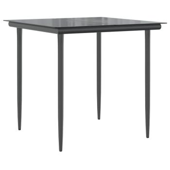3-tlg. Garten-Essgruppe mit Kissen Schwarz Poly Rattan