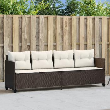 ARDEBO.de - Sonnenliege mit Kissen Braun Poly Rattan