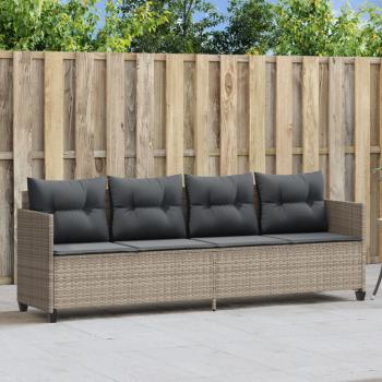 ARDEBO.de - Sonnenliege mit Kissen Hellgrau Poly Rattan