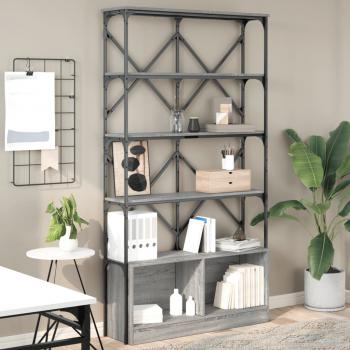 ARDEBO.de - Bücherregal Grau Sonoma 100x26x180 cm Holzwerkstoff und Metall