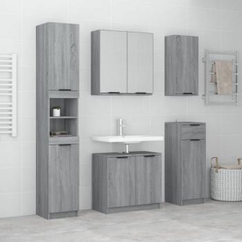 ARDEBO.de - 5-tlg. Badmöbel-Set Grau Sonoma-Eiche Holzwerkstoff