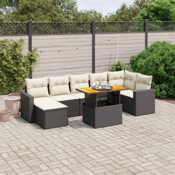 ARDEBO.de - 8-tlg. Garten-Sofagarnitur mit Kissen Schwarz Poly Rattan