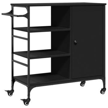 Küchenwagen Schwarz 87,5x38,5x84,5 cm Holzwerkstoff