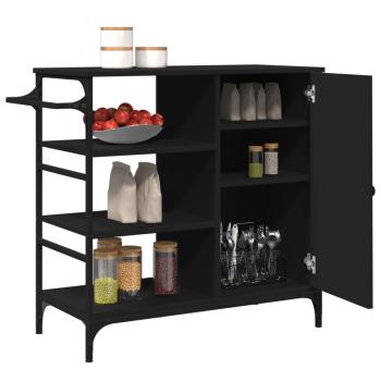 Küchenwagen Schwarz 87,5x38,5x84,5 cm Holzwerkstoff