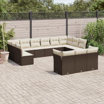ARDEBO.de - 13-tlg. Garten-Sofagarnitur mit Kissen Braun Poly Rattan