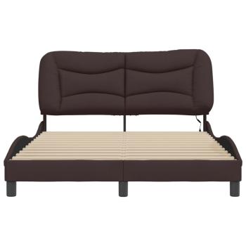 Bettgestell mit LED Dunkelbraun 140x190 cm Stoff
