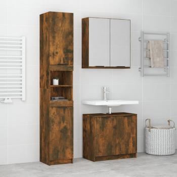 ARDEBO.de - 3-tlg. Badmöbel-Set Räuchereiche Holzwerkstoff