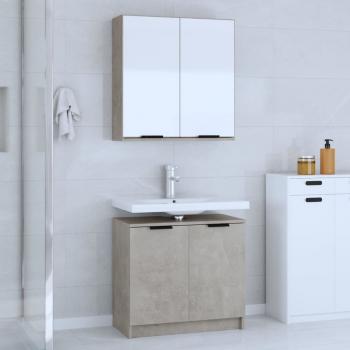 ARDEBO.de - 2-tlg. Badmöbel-Set Betongrau Holzwerkstoff