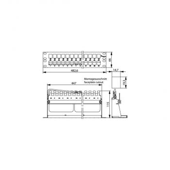 Telegärtner 19" Modulträger 1.5HE für 48AMJ/UMJ Module/Kupplung mit KAF (100021494)