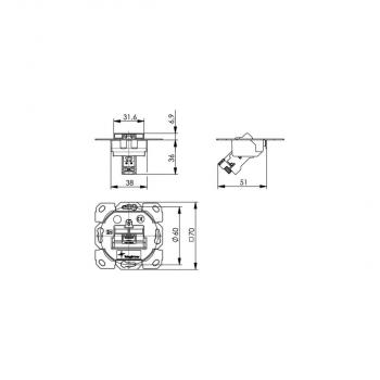 Telegärtner Modulaufnahme AMJ-S, 1fach, UP/0 flex mit 1AMJ-S, Cat.6a, 5 Stück (100022968)