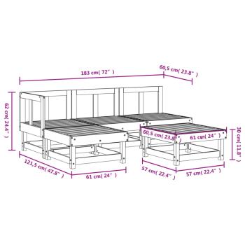 5-tlg. Garten-Lounge-Set Grau Massivholz Kiefer