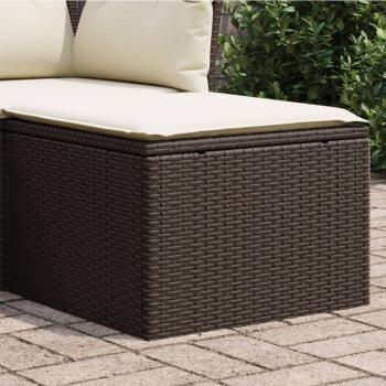 ARDEBO.de - Gartenhocker mit Kissen Braun 55x55x37 cm Poly Rattan