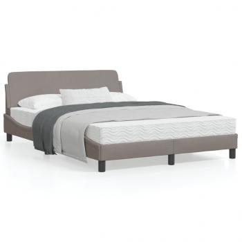 ARDEBO.de - Bettgestell mit Kopfteil Taupe 140x190 cm Stoff
